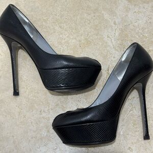 Sergio Rossi Black Textured Cachet Platform Heels